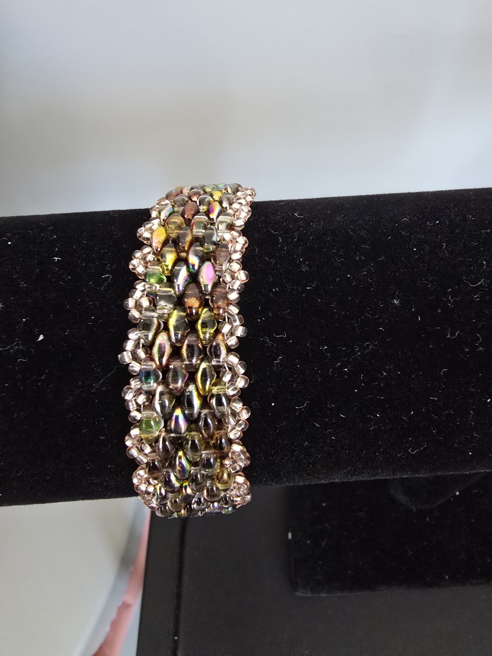Iridescent Multi-Color Beaded Stretch Bracelet